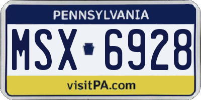 PA license plate MSX6928