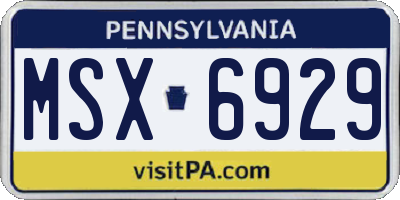 PA license plate MSX6929