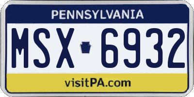 PA license plate MSX6932