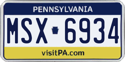 PA license plate MSX6934