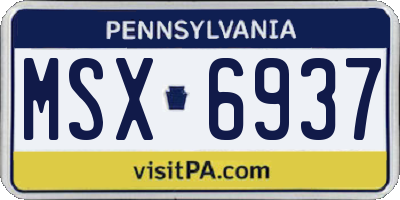 PA license plate MSX6937