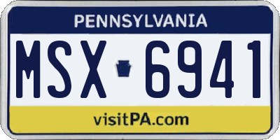 PA license plate MSX6941