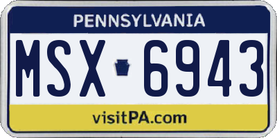 PA license plate MSX6943