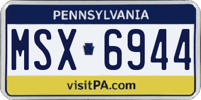 PA license plate MSX6944