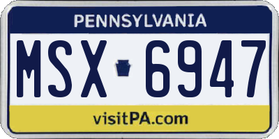 PA license plate MSX6947