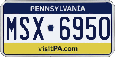 PA license plate MSX6950