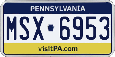 PA license plate MSX6953