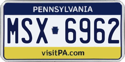 PA license plate MSX6962