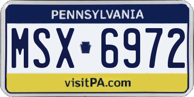 PA license plate MSX6972
