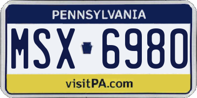 PA license plate MSX6980