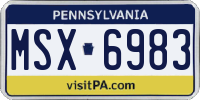PA license plate MSX6983
