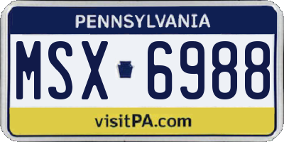 PA license plate MSX6988