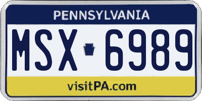 PA license plate MSX6989