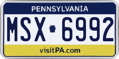 PA license plate MSX6992