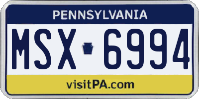 PA license plate MSX6994