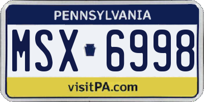 PA license plate MSX6998