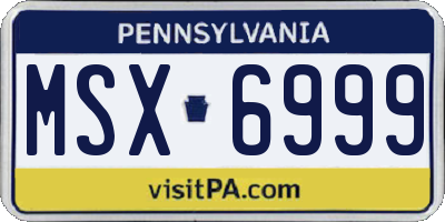 PA license plate MSX6999