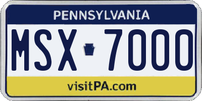 PA license plate MSX7000