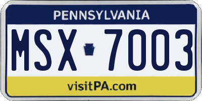 PA license plate MSX7003