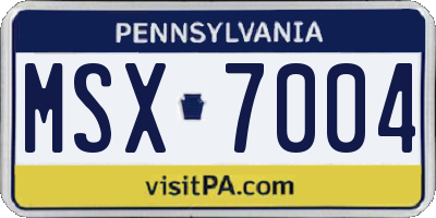 PA license plate MSX7004