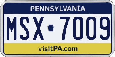PA license plate MSX7009