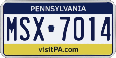 PA license plate MSX7014
