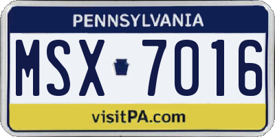 PA license plate MSX7016