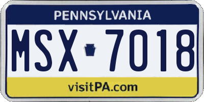 PA license plate MSX7018