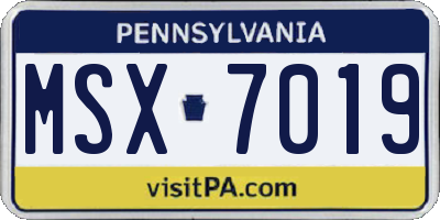PA license plate MSX7019