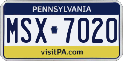 PA license plate MSX7020