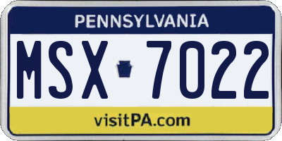 PA license plate MSX7022