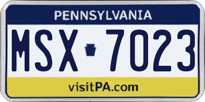PA license plate MSX7023