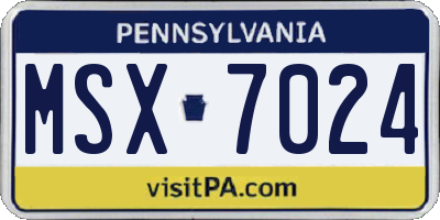 PA license plate MSX7024