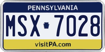 PA license plate MSX7028