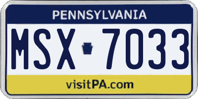 PA license plate MSX7033