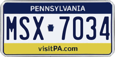 PA license plate MSX7034