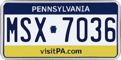 PA license plate MSX7036