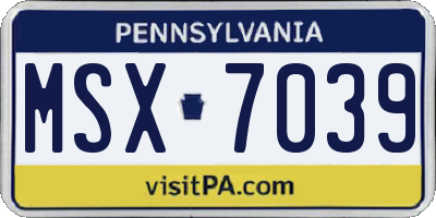 PA license plate MSX7039