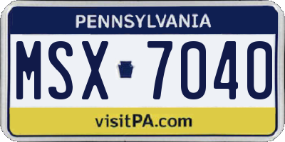 PA license plate MSX7040