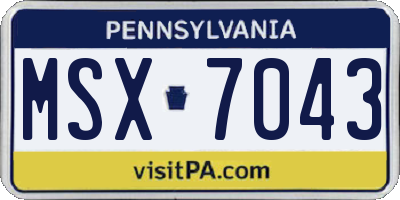PA license plate MSX7043