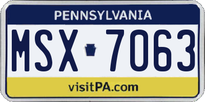 PA license plate MSX7063
