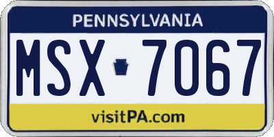 PA license plate MSX7067