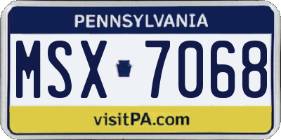 PA license plate MSX7068