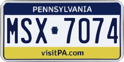 PA license plate MSX7074