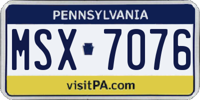 PA license plate MSX7076
