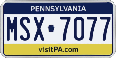 PA license plate MSX7077