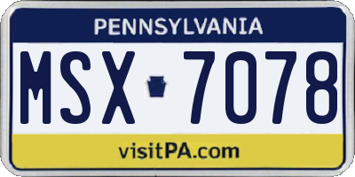 PA license plate MSX7078