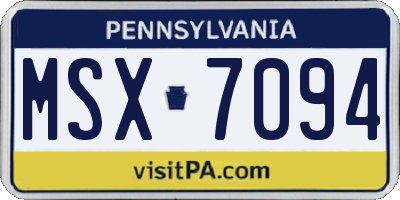 PA license plate MSX7094