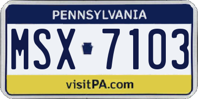 PA license plate MSX7103