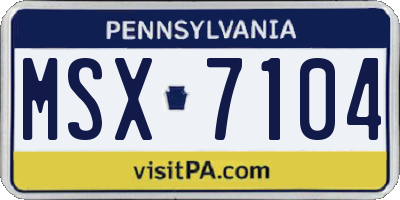 PA license plate MSX7104